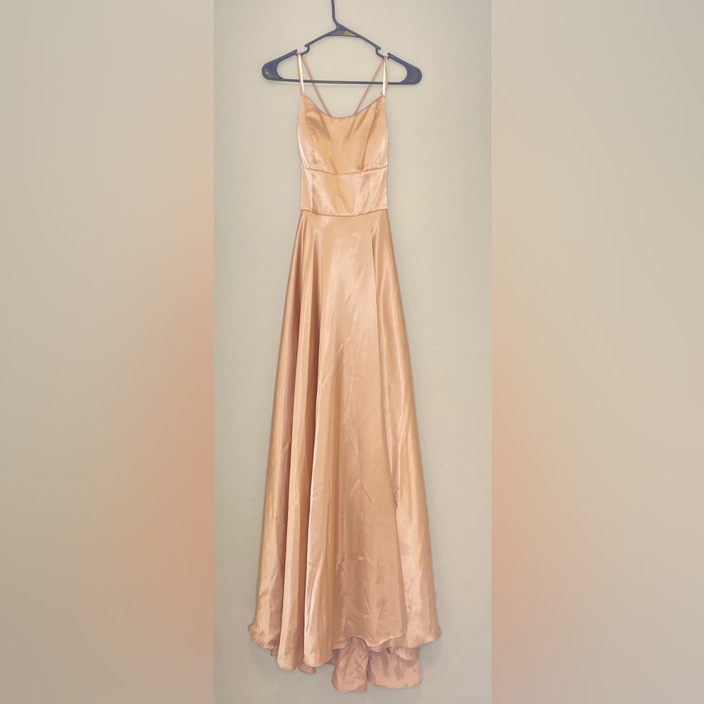 Betsy & Adam Satin Evening Gown